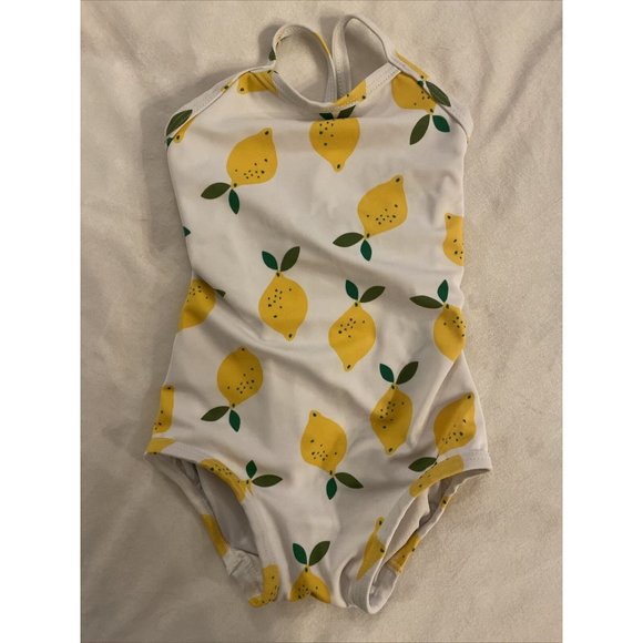 Hanna Andersson 85 Swimsuit Girls Swim Bathing Suit 1 Piece Lemons 2t - Picture 1 of 3